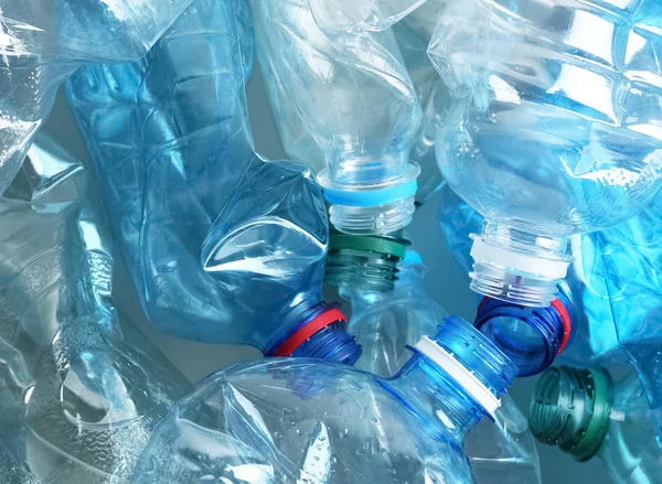 Viele Plastikflaschen Als Hintergrund Nahaufnahme Recycling Konzept — Stockfoto