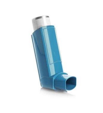 Taşınabilir astım inhaler aygıt beyaz arka plan üzerinde
