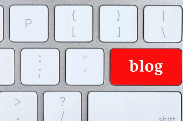ブログのボタン トップ ビューでコンピューターのキーボード — ストック写真