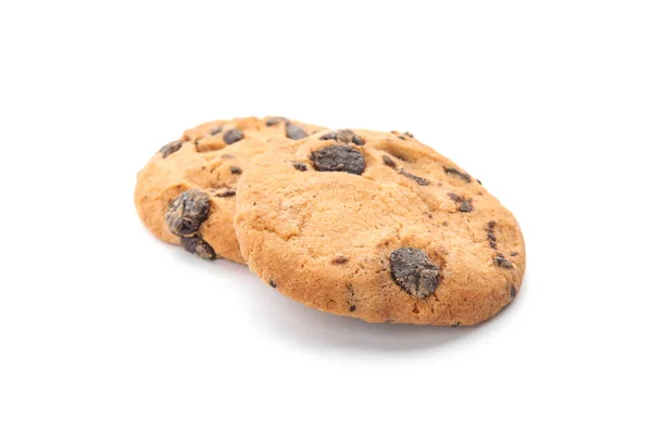 Tasty Chocolate Chip Cookies White Background — Stock Photo, Image