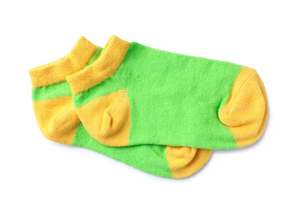 Cute Child Socks White Background Top View — Stock Photo, Image