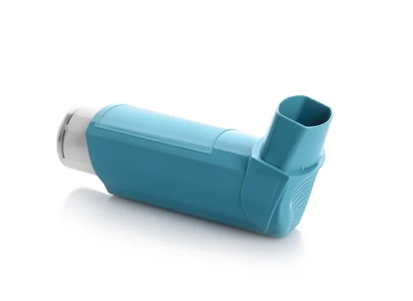 Hordozható Asztma Inhaláló Készülék Fehér Háttér — Stock Fotó
