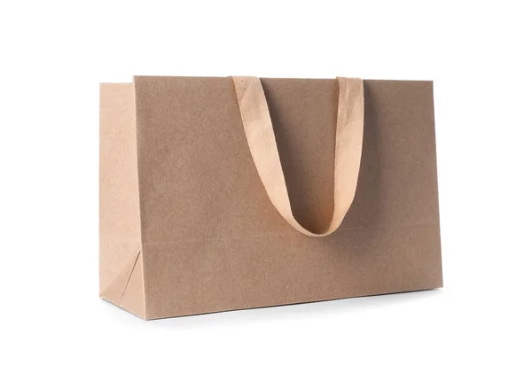 Paper Shopping Bag Comfortable Handles White Background Mockup Design — Stock Photo, Image