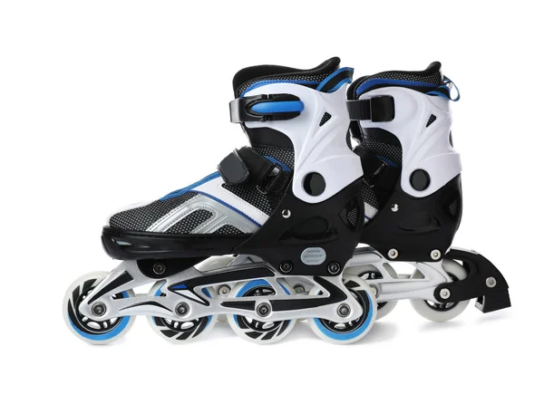 Paire Patins Roulettes Ligne Sur Fond Blanc — Photo