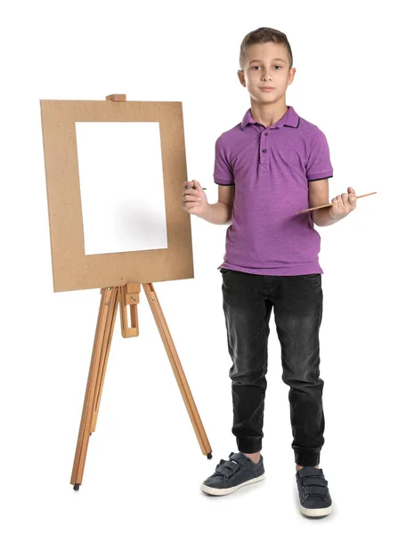 Kind Schilderij Foto Ezel Tegen Witte Achtergrond Ruimte Voor Tekst — Stockfoto