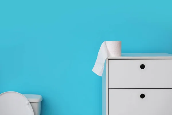 Toilet Paper Roll Cabinet Bathroom Space Text — Stock Photo, Image