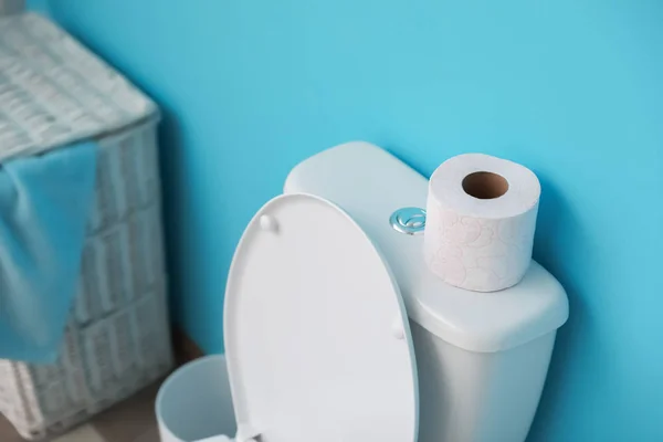 Paper Roll Toilet Tank Bathroom — Stock Photo, Image