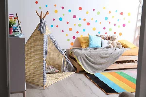 Camera Moderna Bambini Con Letto Tenda Gioco — Foto Stock