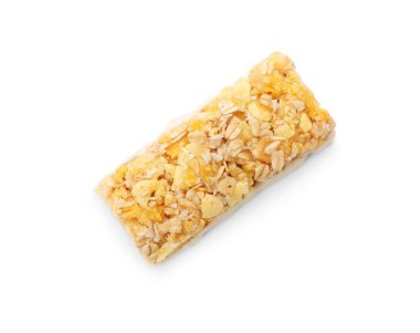 Beyaz arka plan, üstten görünüm çubuğunda lezzetli protein