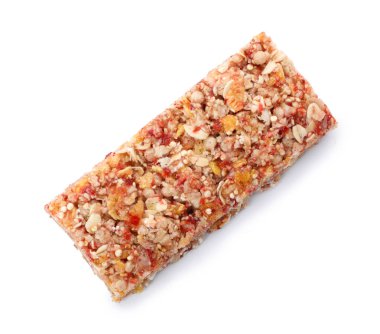 Beyaz arka plan, üstten görünüm çubuğunda lezzetli protein