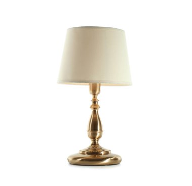 Stylish table lamp on white background. Idea for interior design clipart