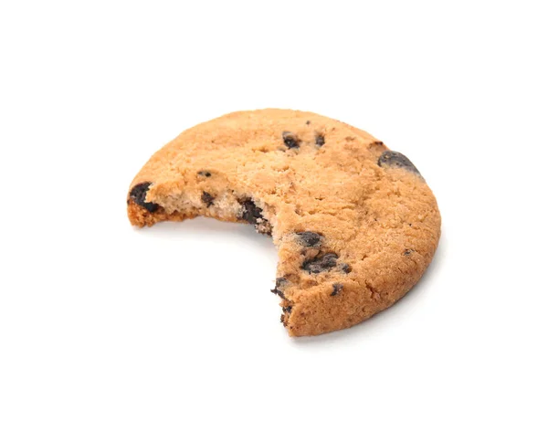 Gebissene Schokolade Chip Cookie Auf Weißem Hintergrund — Stockfoto