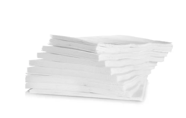 Temiz Kağıt Peçete Beyaz Zemin Üzerine Yığını — Stok fotoğraf