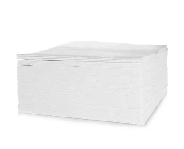 Pila Tovaglioli Carta Pulita Sfondo Bianco — Foto Stock