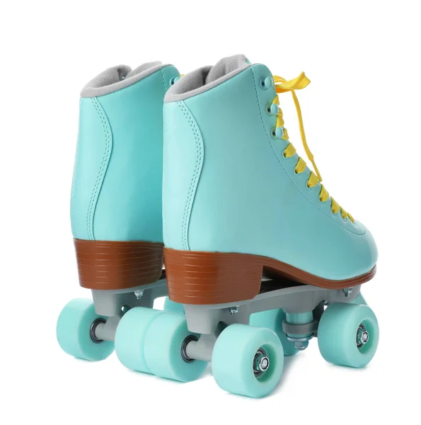 Paire Patins Roulettes Quad Élégants Sur Fond Blanc — Photo