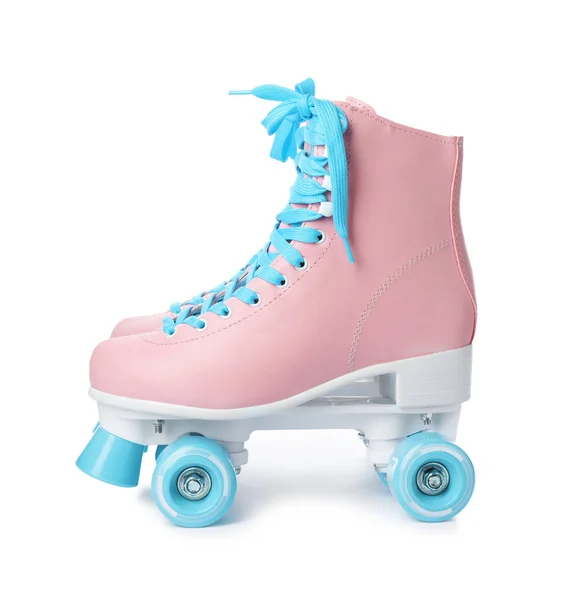 Par Patins Quad Roller Elegantes Fundo Branco — Fotografia de Stock