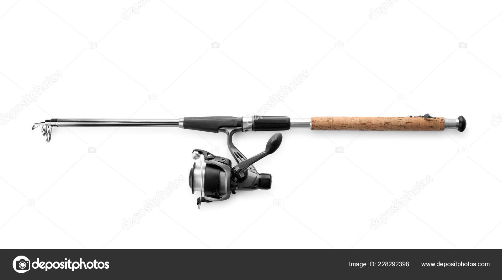 Modern Fishing Rod Reel White Background Top View Stock Photo by ©NewAfrica  228292398