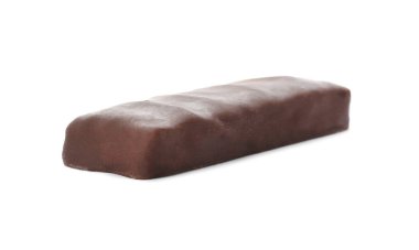 Beyaz zemin üzerine lezzetli sırlı protein bar