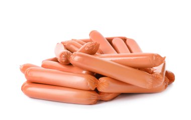 Beyaz arka plan üzerinde encased sosis. Et ürün