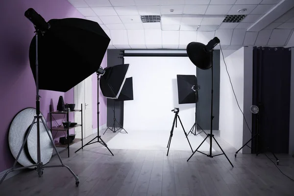 Interiör Modern Fotostudio Med Professionell Utrustning — Stockfoto