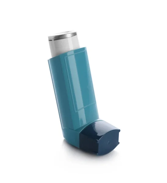 Dispositivo Inhalador Asma Portátil Sobre Fondo Blanco — Foto de Stock