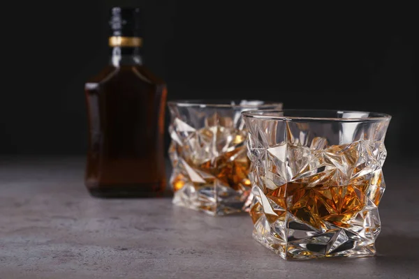 Composition Glass Whiskey Table Space Text — Stock Photo, Image