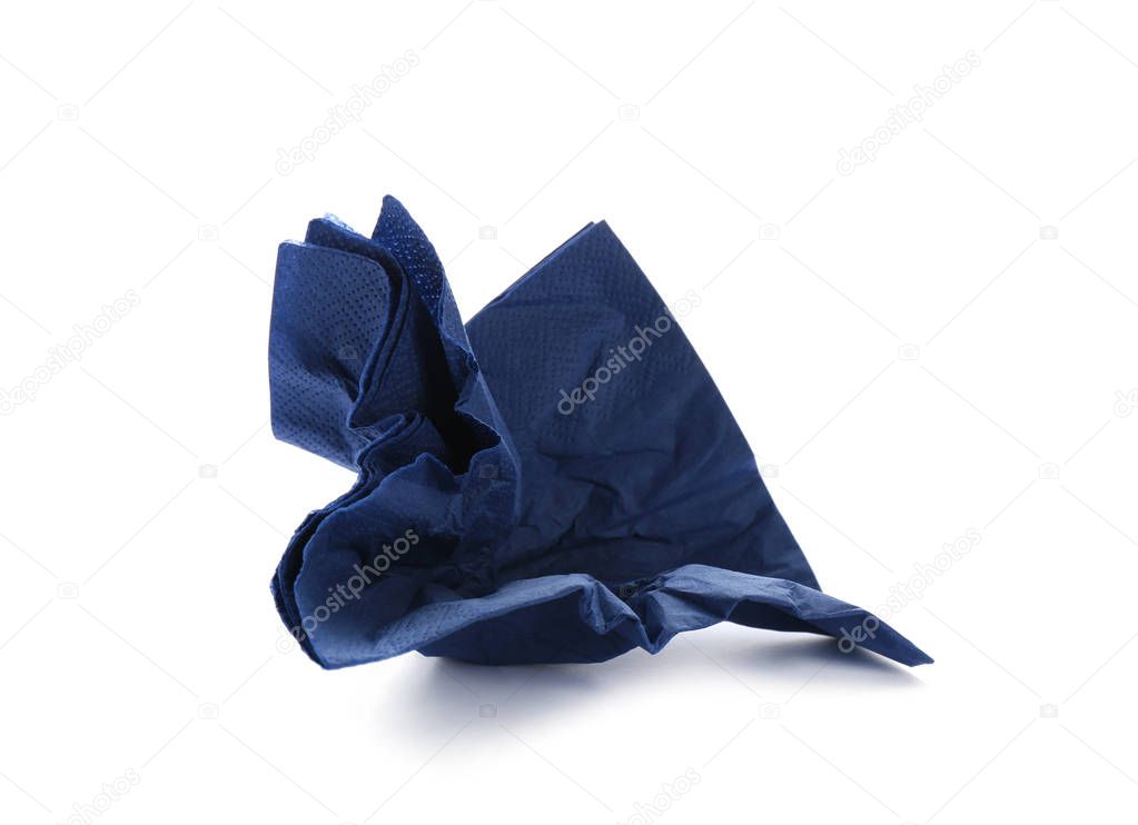 Crumpled paper napkin on white background. Personal hygiene