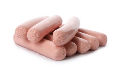 Beyaz zemin üzerine lezzetli sosis. Et ürün