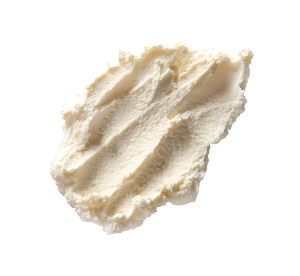 Smear Tasty Cream Cheese White Background Top View — Stock Photo, Image