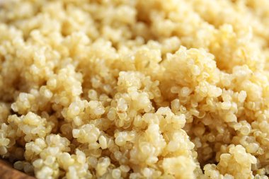 Pişmiş quinoa closeup görünümü. Sağlıklı superfood