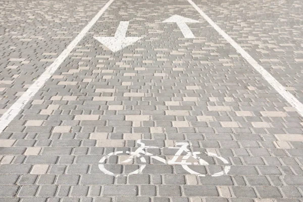 Carril Bici Con Marcado Día Soleado —  Fotos de Stock