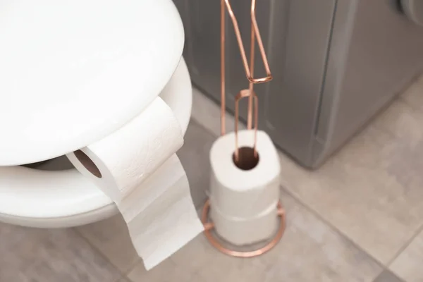 Toalete Com Rolo Papel Banheiro — Fotografia de Stock