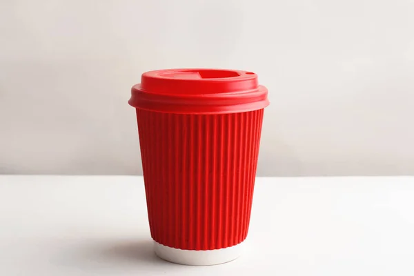 Afhaalmaaltijden Papier Koffie Beker Met Deksel Witte Achtergrond — Stockfoto