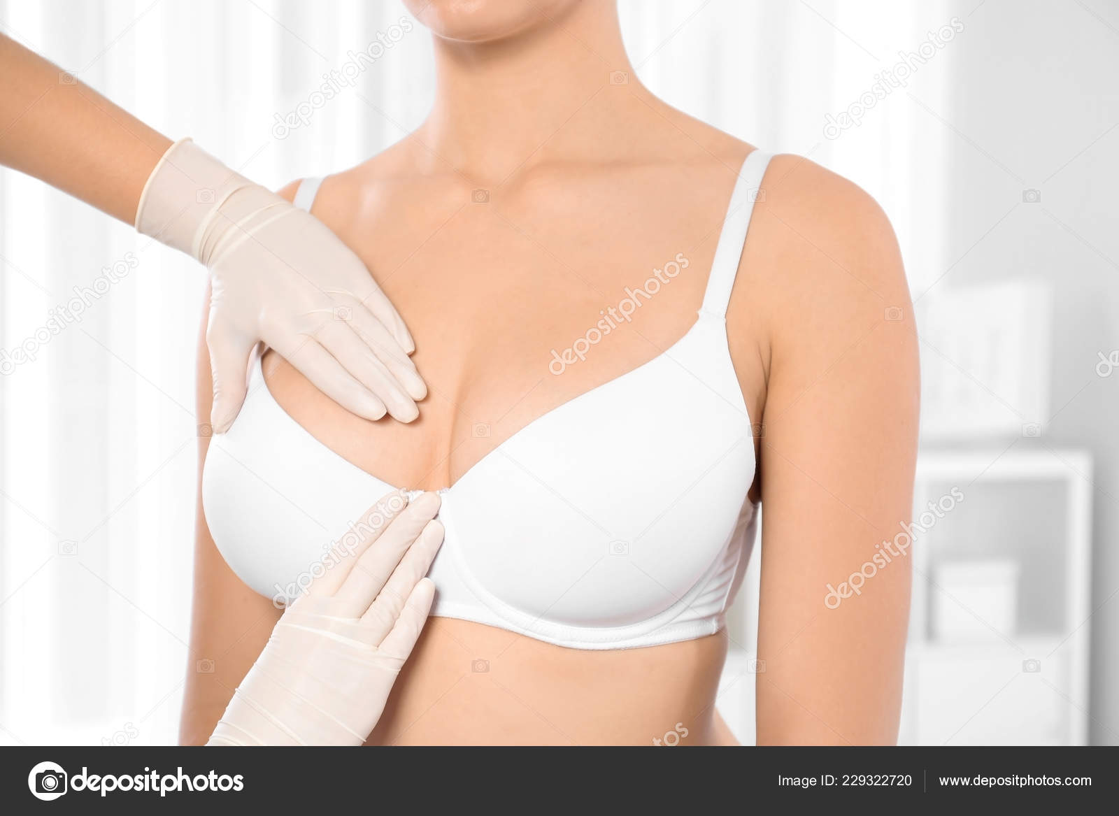 Girl direct on her breast. stock image. Image of healthy - 108089321