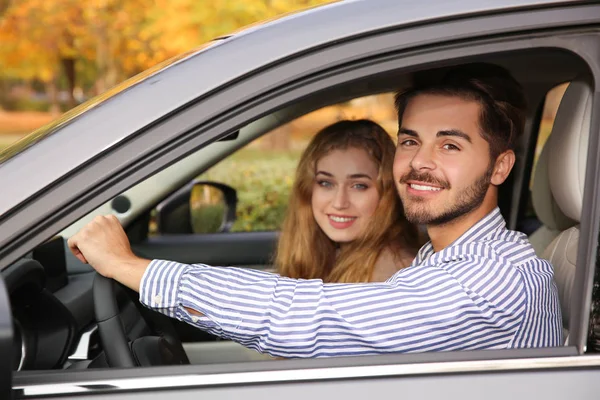 Young Man Sitting Car Passenger Driving License Test — Stock Photo, Image