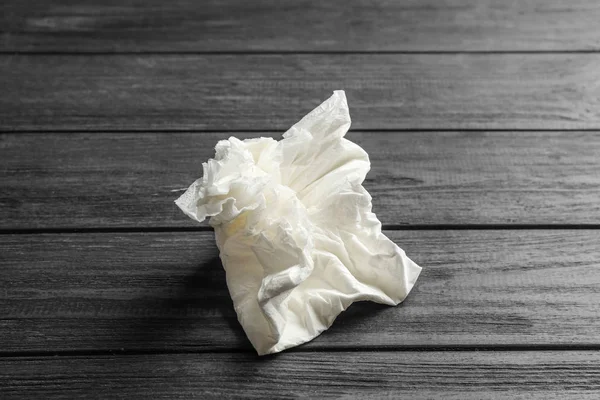 Crumpled Paper Napkin Wooden Background Personal Hygiene — Stock Photo, Image