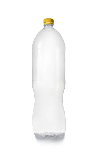 Una Bottiglia Plastica Sfondo Bianco Concetto Riciclaggio — Foto Stock