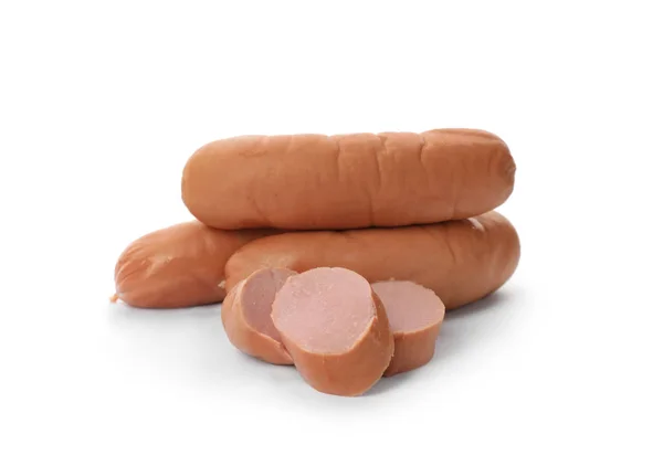 Tasty Sausages White Background Meat Product — Stock Photo, Image