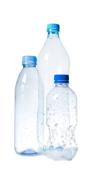 Leere Plastikflaschen Auf Weißem Hintergrund Recycling Problem — Stockfoto