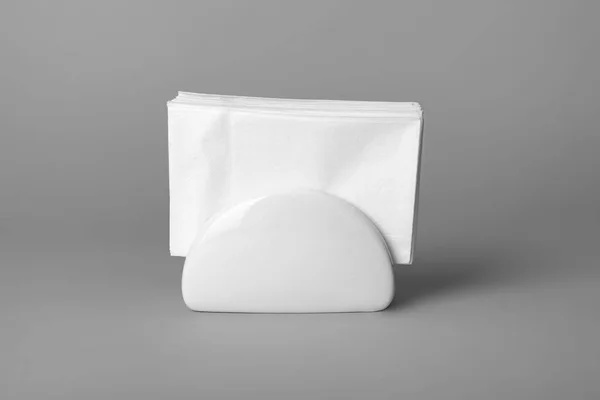 Ceramic Napkin Holder Paper Serviettes Gray Background — Stock Photo, Image