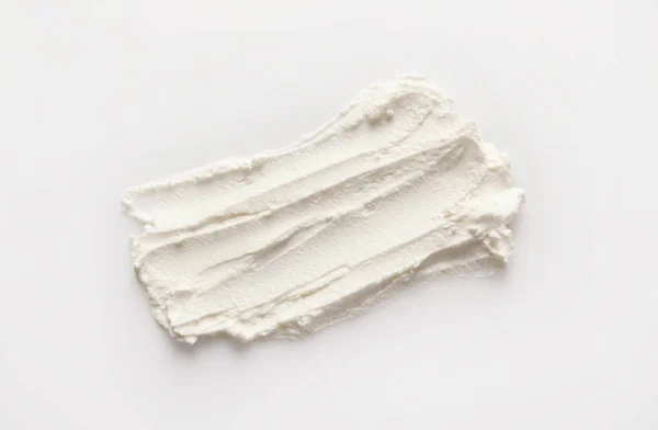 Spalmo Gustosa Crema Formaggio Sfondo Bianco Vista Dall Alto — Foto Stock