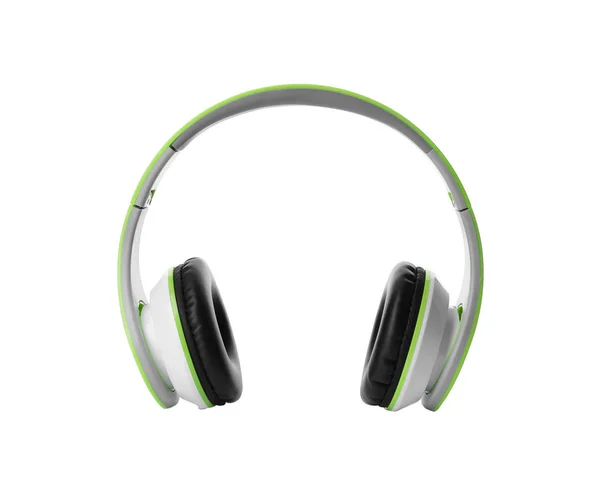 Headphones Modernos Elegantes Com Auriculares Fundo Branco — Fotografia de Stock