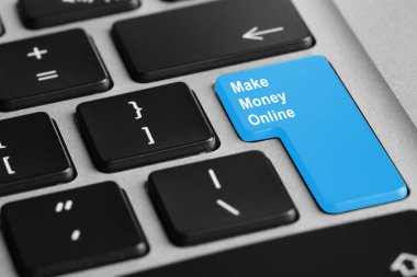 Make Money Online düğmesi, closeup görünümü ile bilgisayar klavye