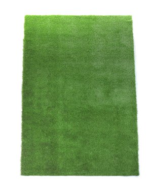 Suni çim halı üzerinde beyaz arka plan, üstten görünüm. Dış öğe