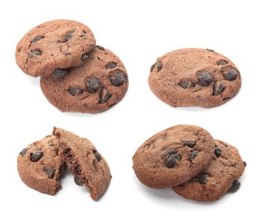 Çikolatalı kurabiye beyaz arka plan üzerinde ayarla