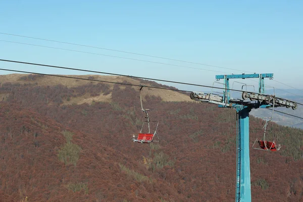 Elevador Cadeiras Com Assentos Confortáveis Resort Montanha — Fotografia de Stock