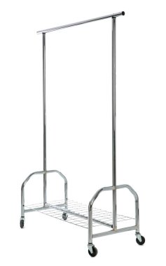 Beyaz izole boş metal dolap raf