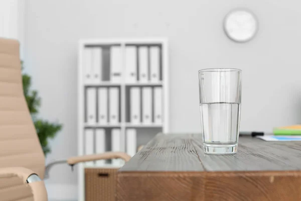 Glass Water Table Office Space Text — Stock Photo, Image