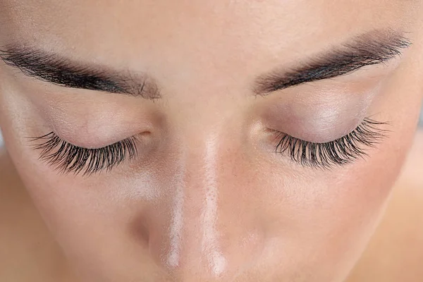 Young Woman Beautiful Eyelashes Closeup View — Stock Photo, Image