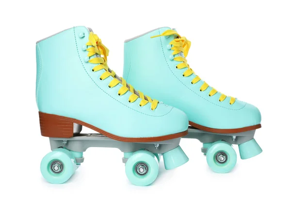 Pair Bright Stylish Roller Skates White Background — Stock Photo, Image
